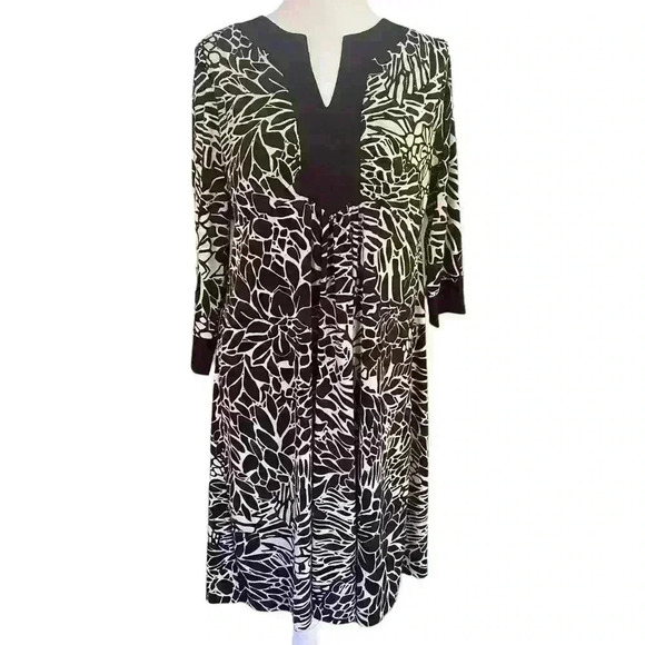 Coldwater Creek Dress Size M Black White Pullover Flowy Career Graduation - Picture 1 of 8